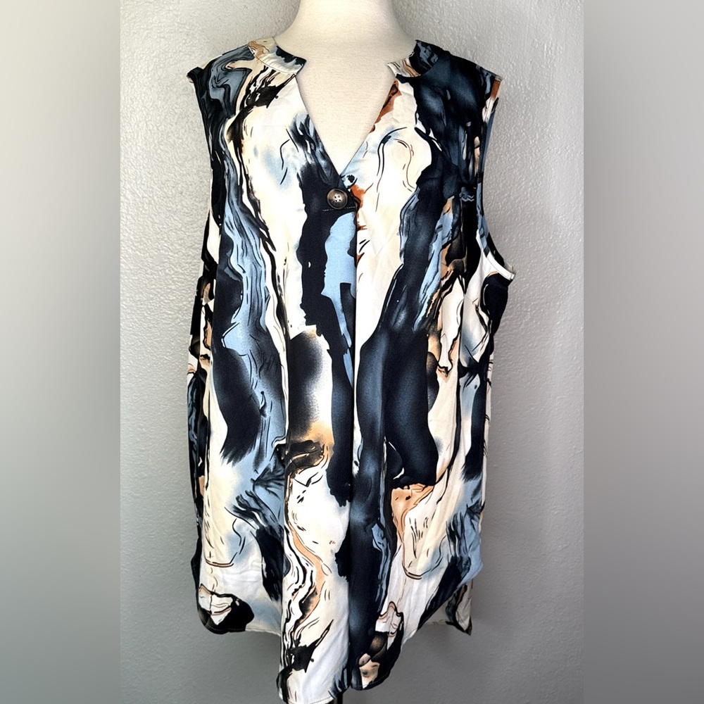 SHEIN Marble Print Sleeveless Blouse